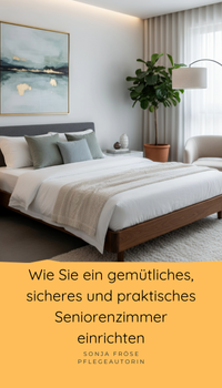 Blick auf ein Doppelbett in hellen Cremetönen. Bild an der Wand über dem Kopfteil, ein Wandhohes Fenster rechts